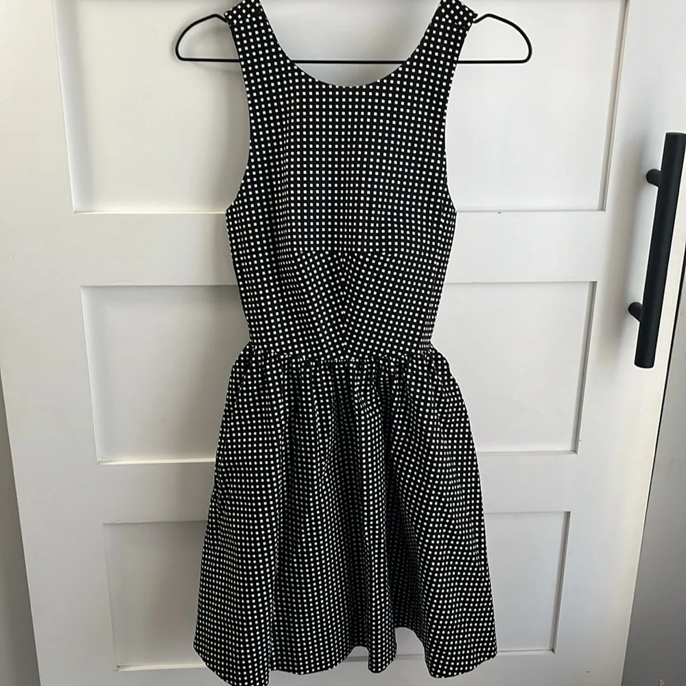 kate spade Black and White Polka Dot Sleeveless Fit-and-Flare Dress
